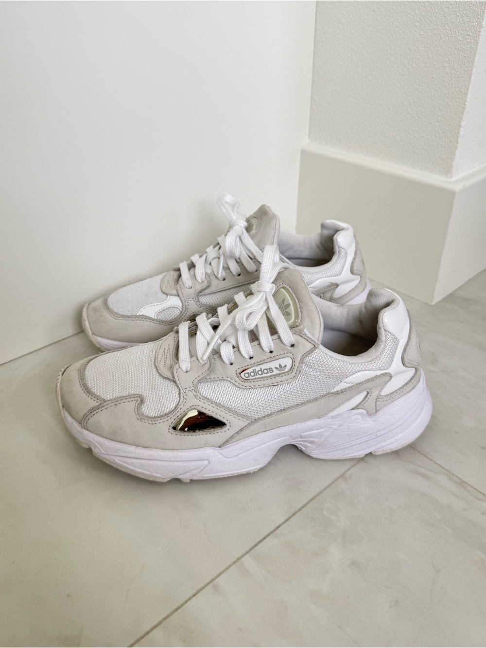 adidas Falcon Triple White Sneakers - Women’s US 8.5